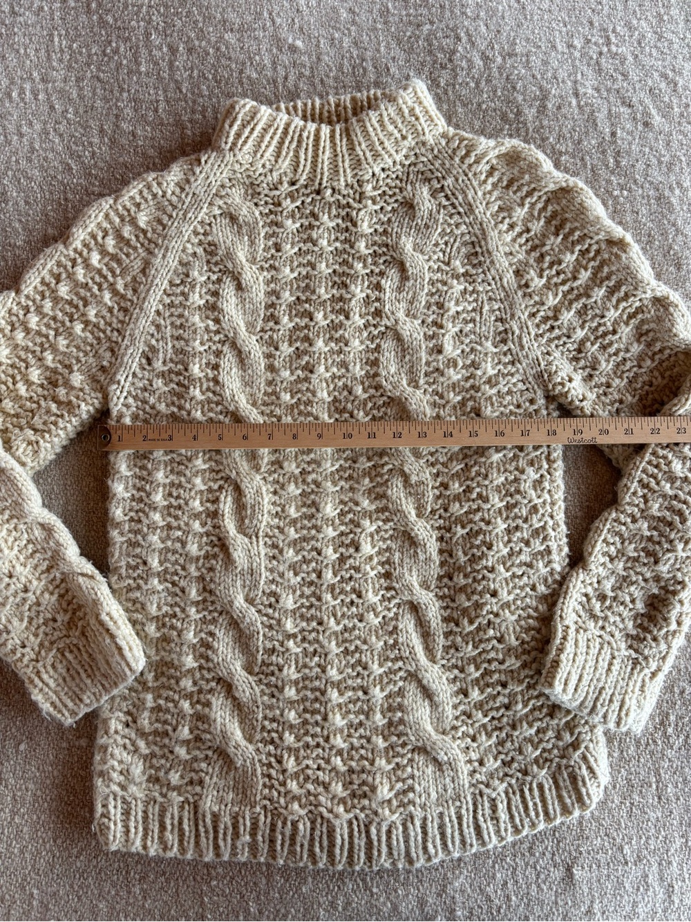 Vintage Hand Knit Wool Fisherman Sweater - Picture 3 of 4